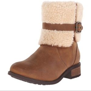 Ugg Brayle Brown Leather Boots 9 NWTS